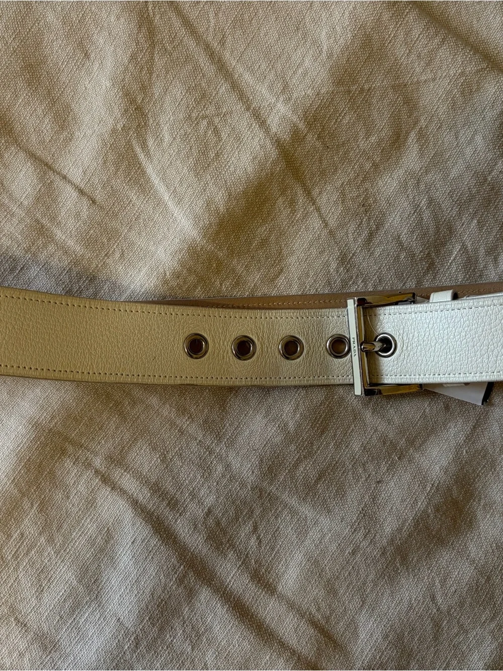 Prada white leather belt size 75